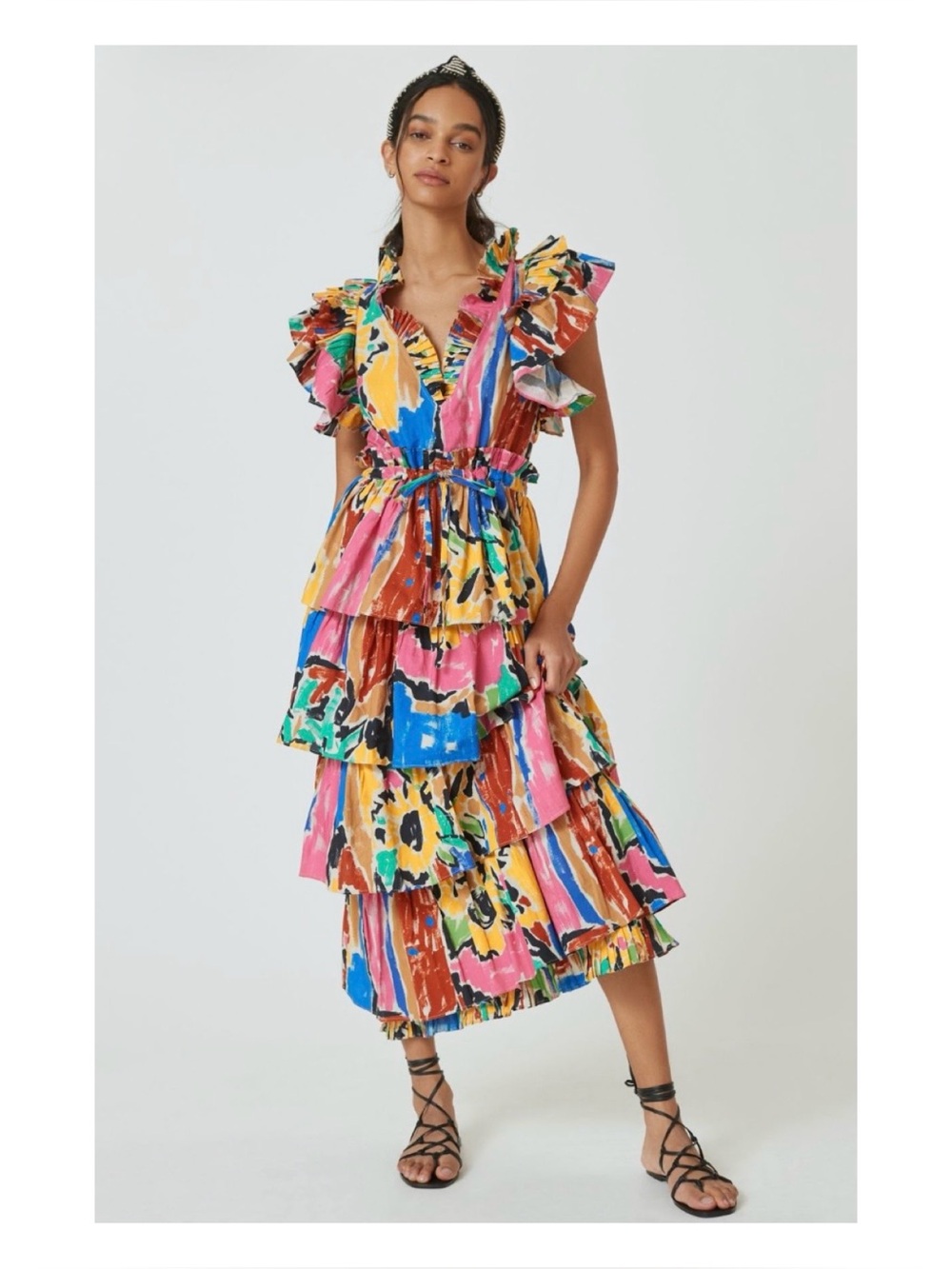 EUC Anthropologie Love The Label Mix Print MIDI Dress  Size Small